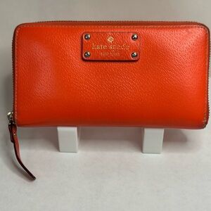 Kate Spade Neda Bright Orange Zip-Around Wallet